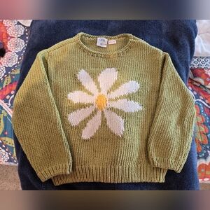 Zara Green Sweater with Daisy Design